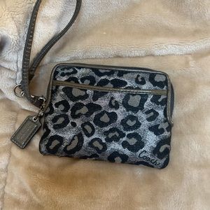 Coach Madison Ocelot Large Corner Zip Wristlet